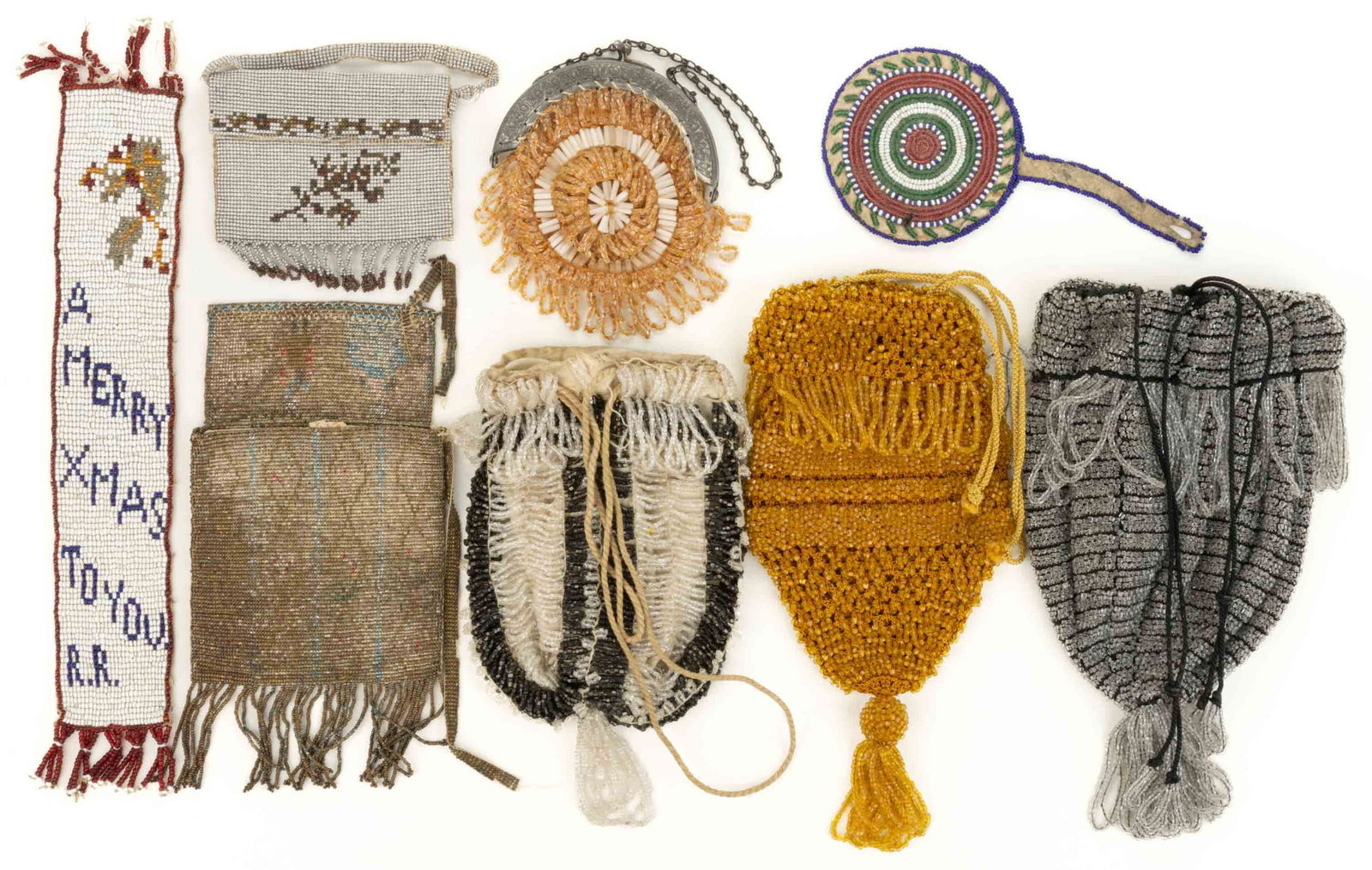 ANTIQUE / VINTAGE BEADED LADY'S PURSES AND BOOKMARK, LOT OF EIGHT (1 of 1)