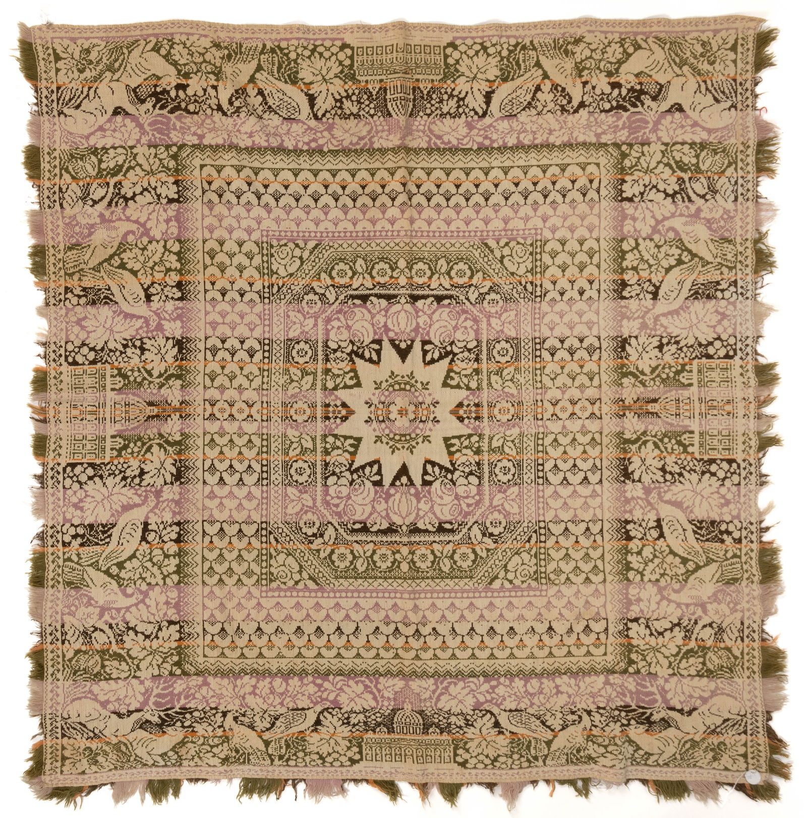 AMERICAN, POSSIBLY PENNSYLVANIA, JACQUARD COVERLET (1 of 5)