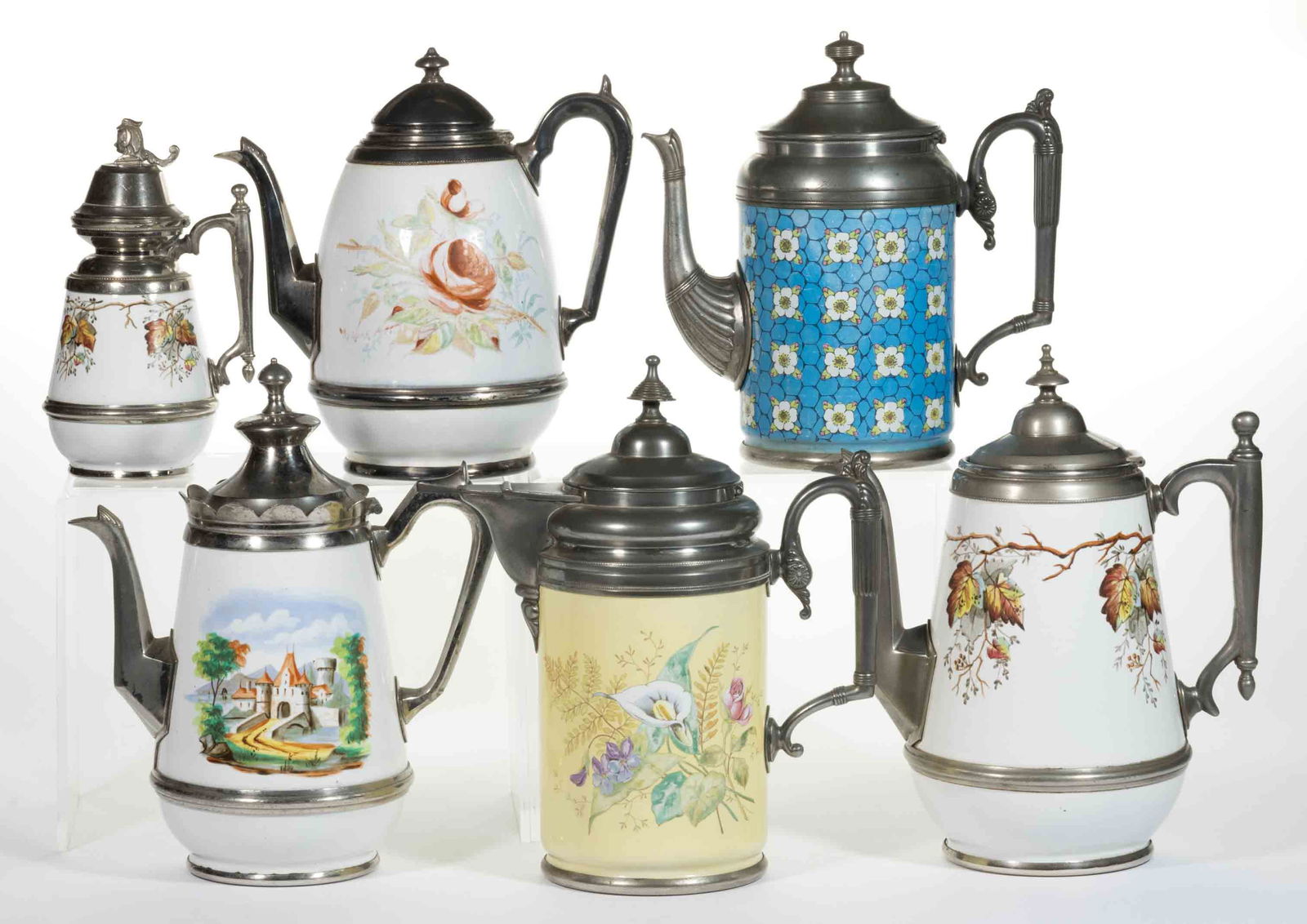 ASSORTED ENAMEL GRANITEWARE ARTICLES, LOT OF SIX (1 of 1)