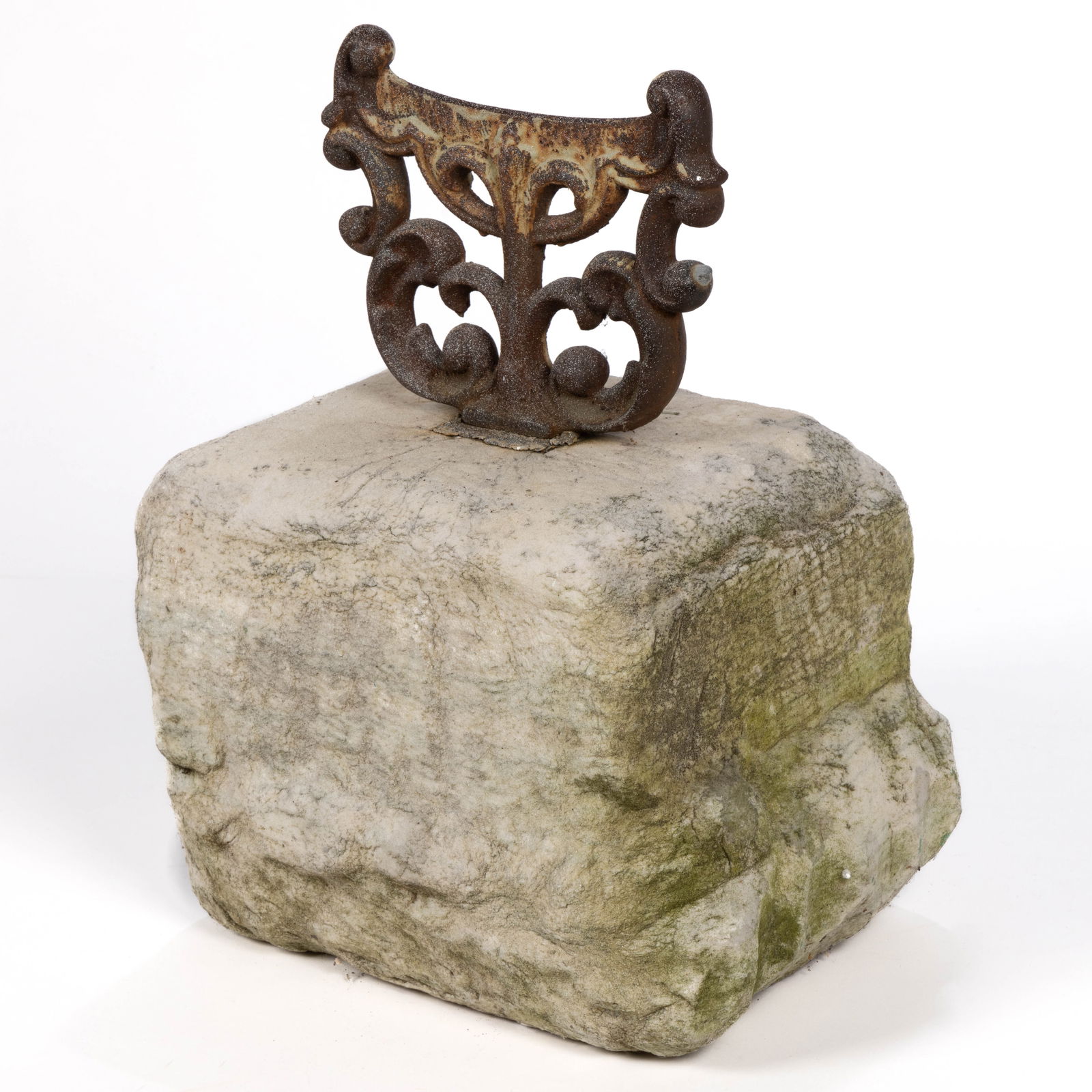 AMERICAN CAST-IRON BOOT SCRAPER MOUNTED IN MARBLE (1 of 2)