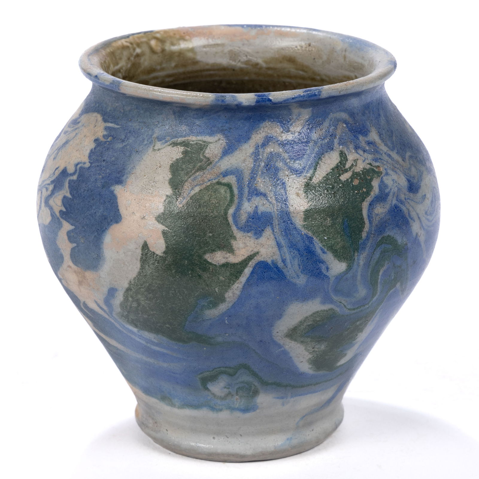 C.B. MASTEN ATTRIBUTED, AUMAN POTTERY, SEAGROVE, NORTH CAROLINA SWIRL-DECORATED STONEWARE VASE (1 of 5)