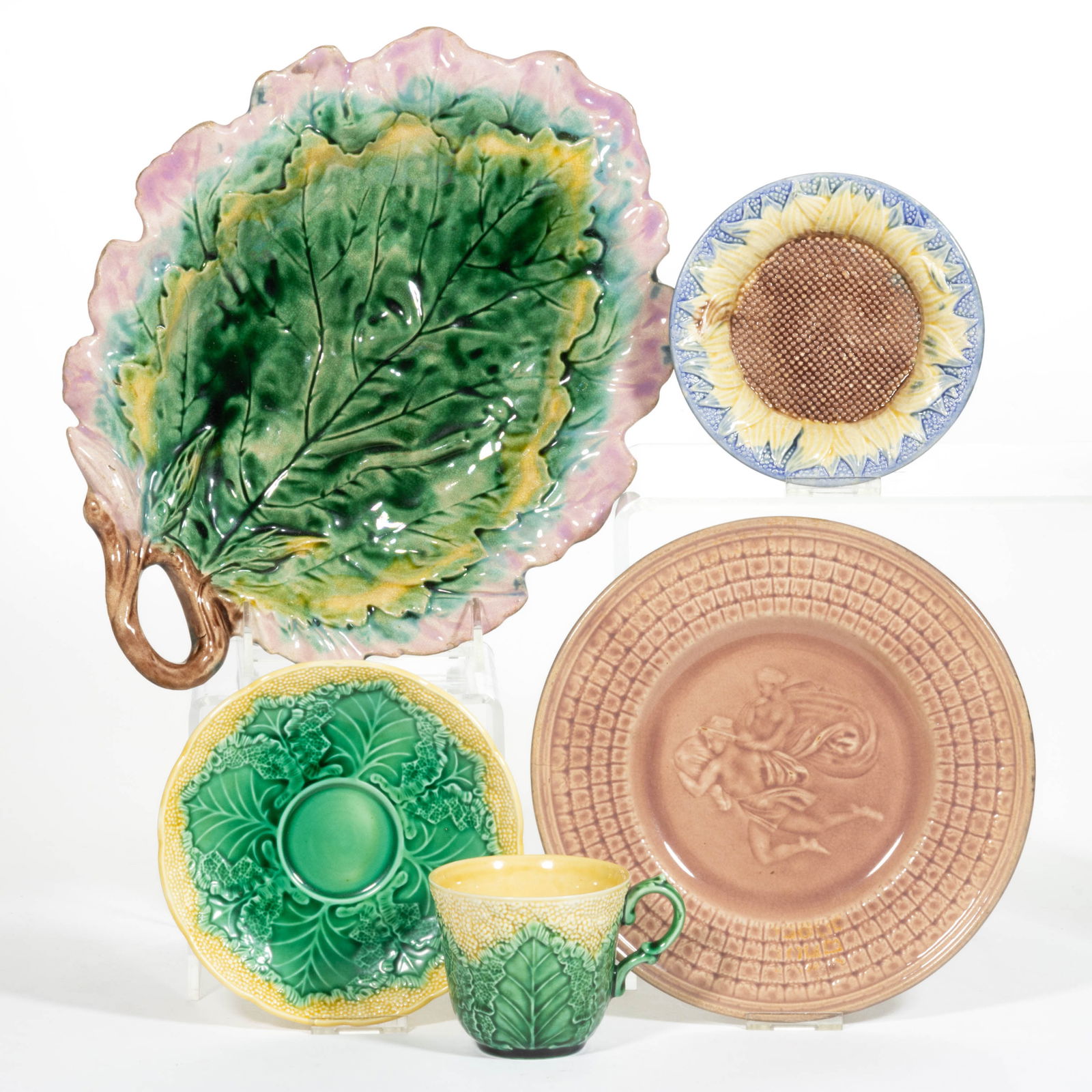 AMERICAN / ENGLISH MAJOLICA CERAMIC ARTICLES, LOT OF FOUR (1 of 1)