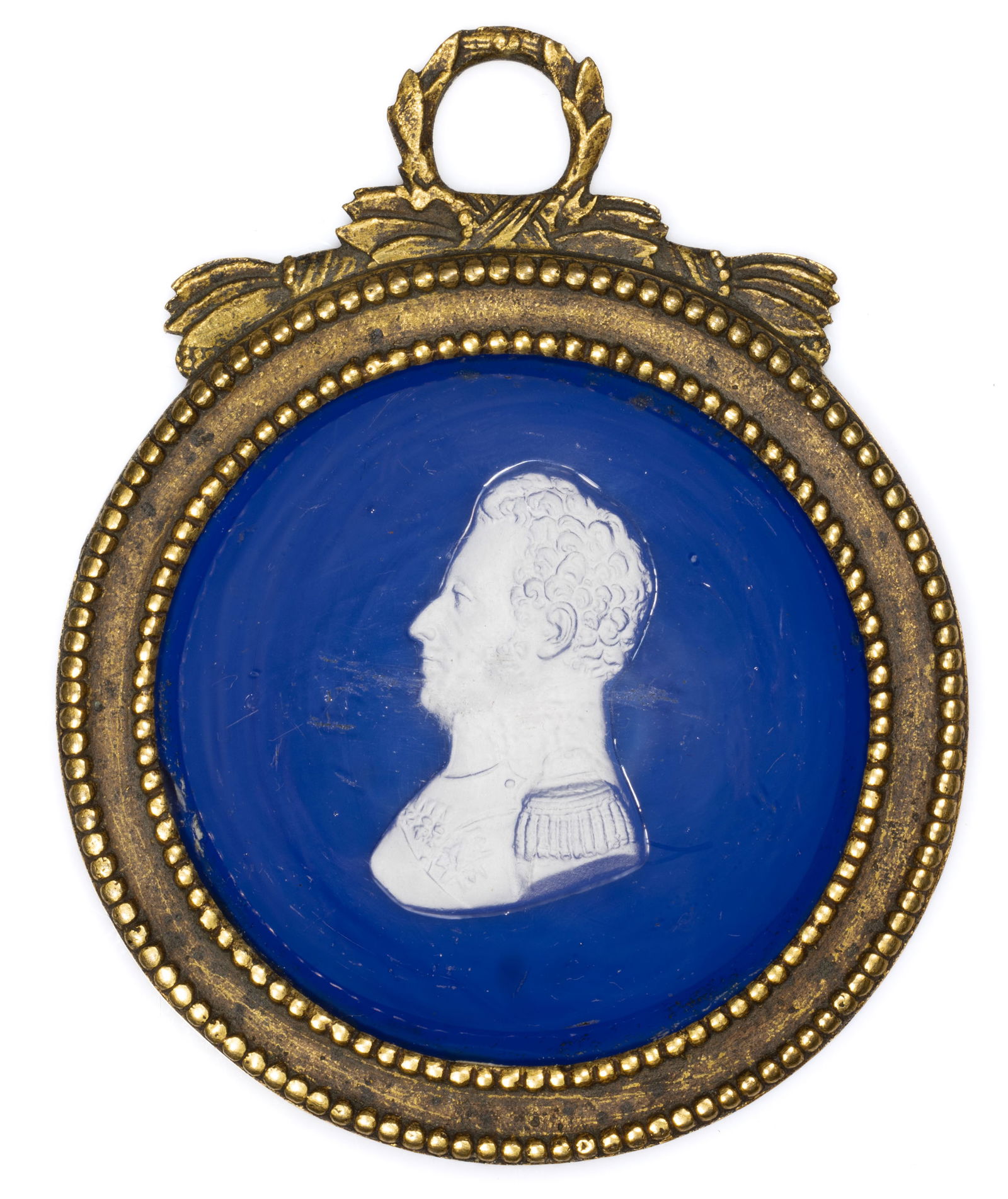 FRENCH DUC D'ANGOULEME SULPHIDE ART GLASS PLAQUE (1 of 2)