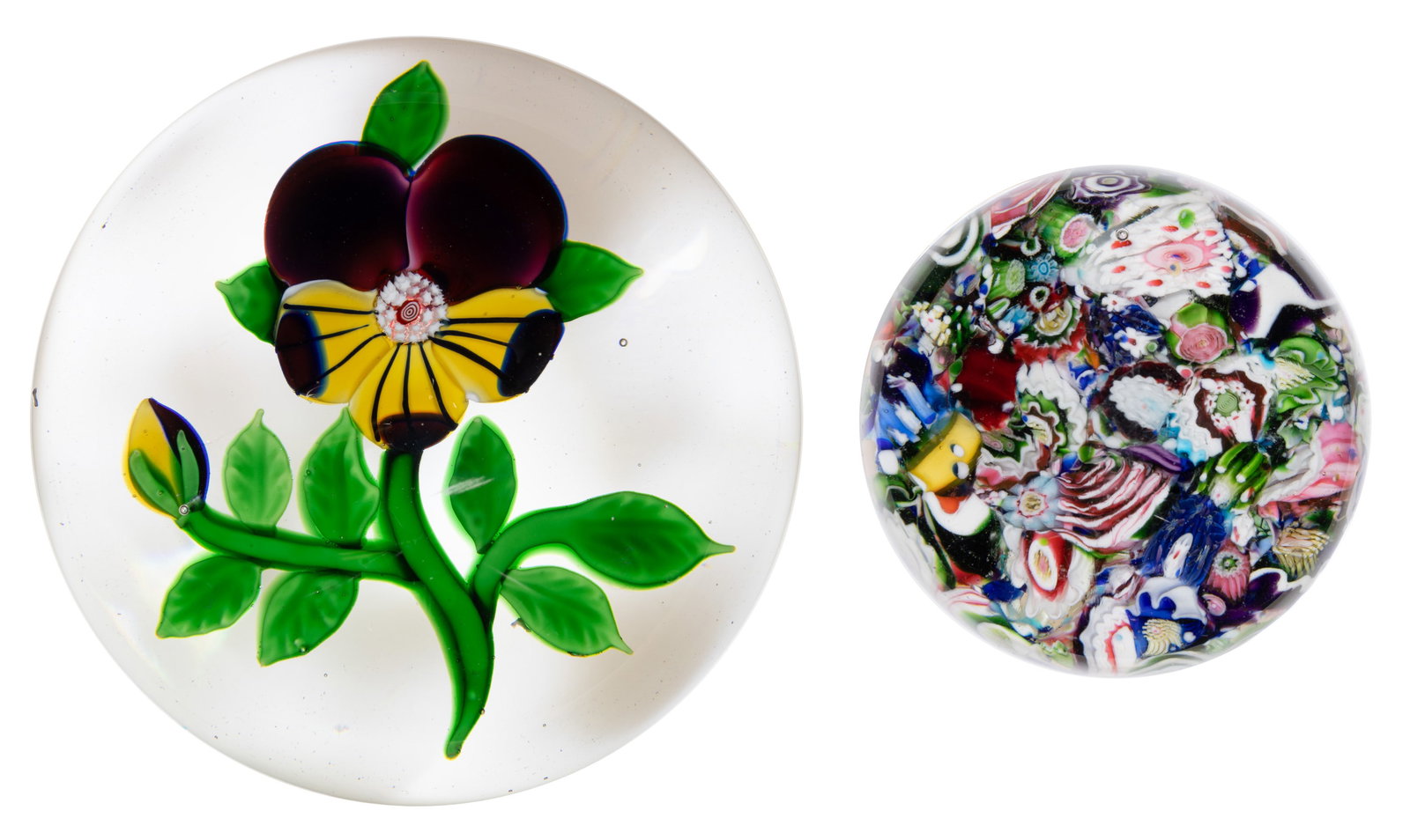 ANTIQUE BACCARAT PANSY LAMPWORK ART GLASS PAPERWEIGHT (1 of 5)