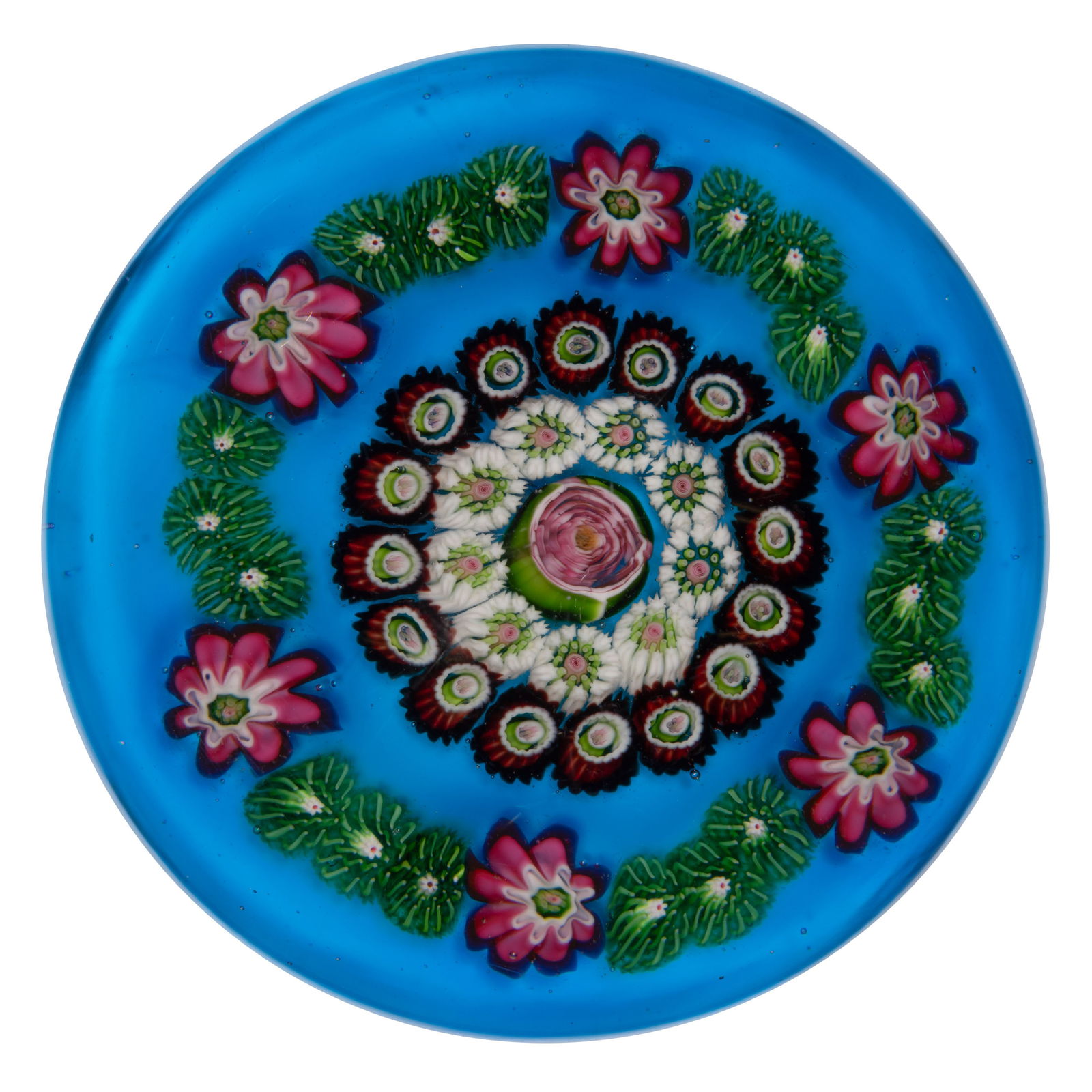 ANTIQUE CLICHY CONCENTRIC MILLEFIORI ART GLASS PAPERWEIGHT (1 of 2)