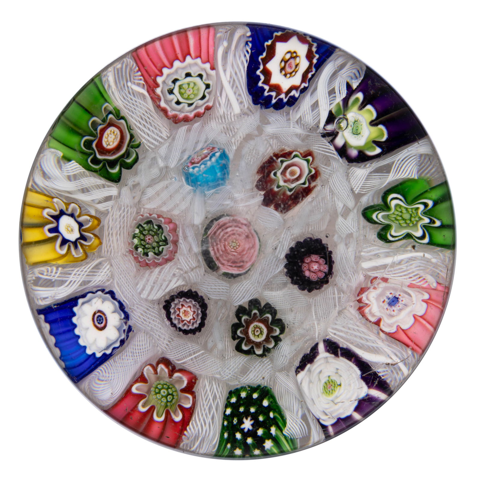 ANTIQUE CLICHY CHEQUER MILLEFIORI ART GLASS PAPERWEIGHT (1 of 4)