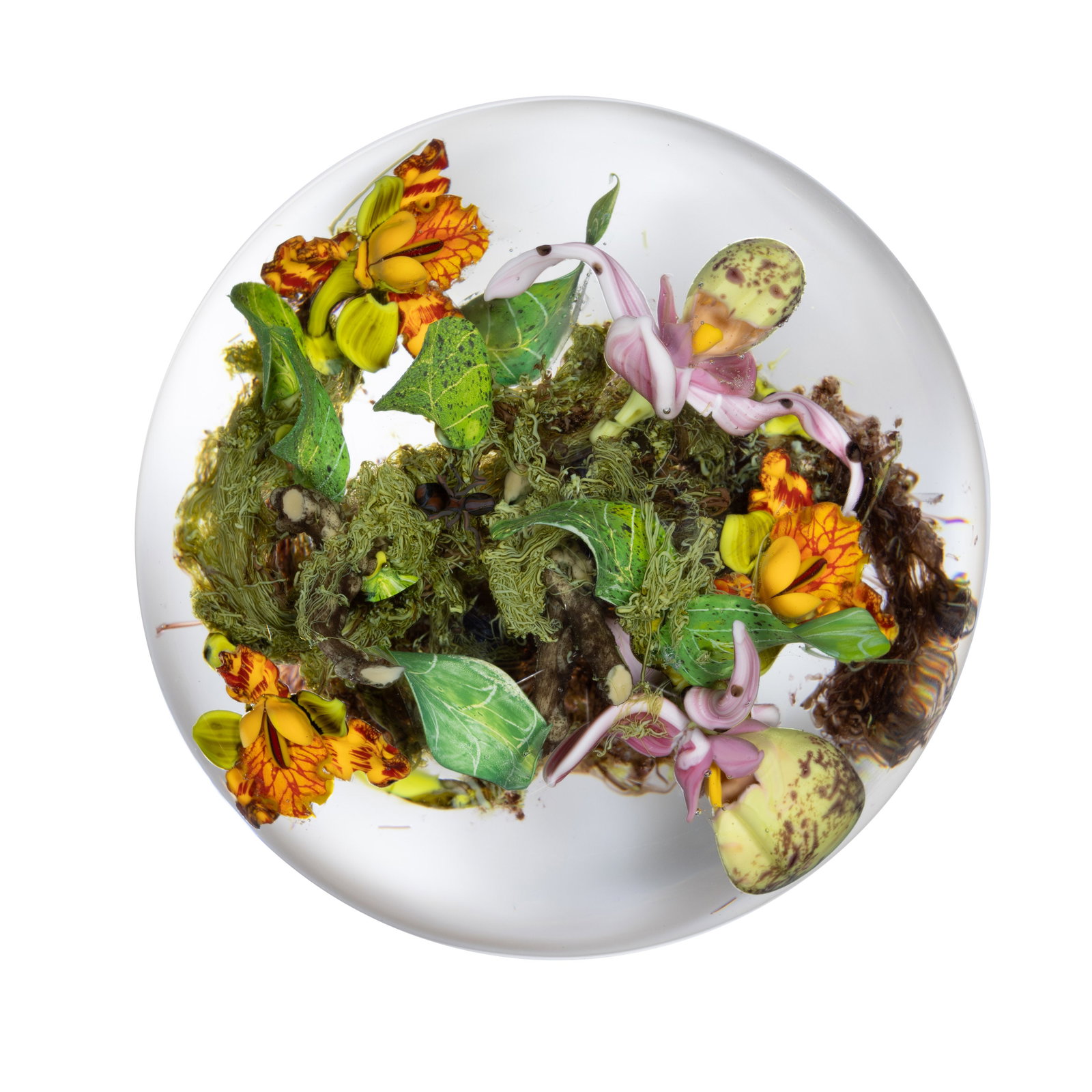 PAUL STANKARD (AMERICAN B. 1943) BOUQUET OF CYMBIDIUM PAPHIOPEDILUM ORCHIDS LAMPWORK STUDIO ART (1 of 4)