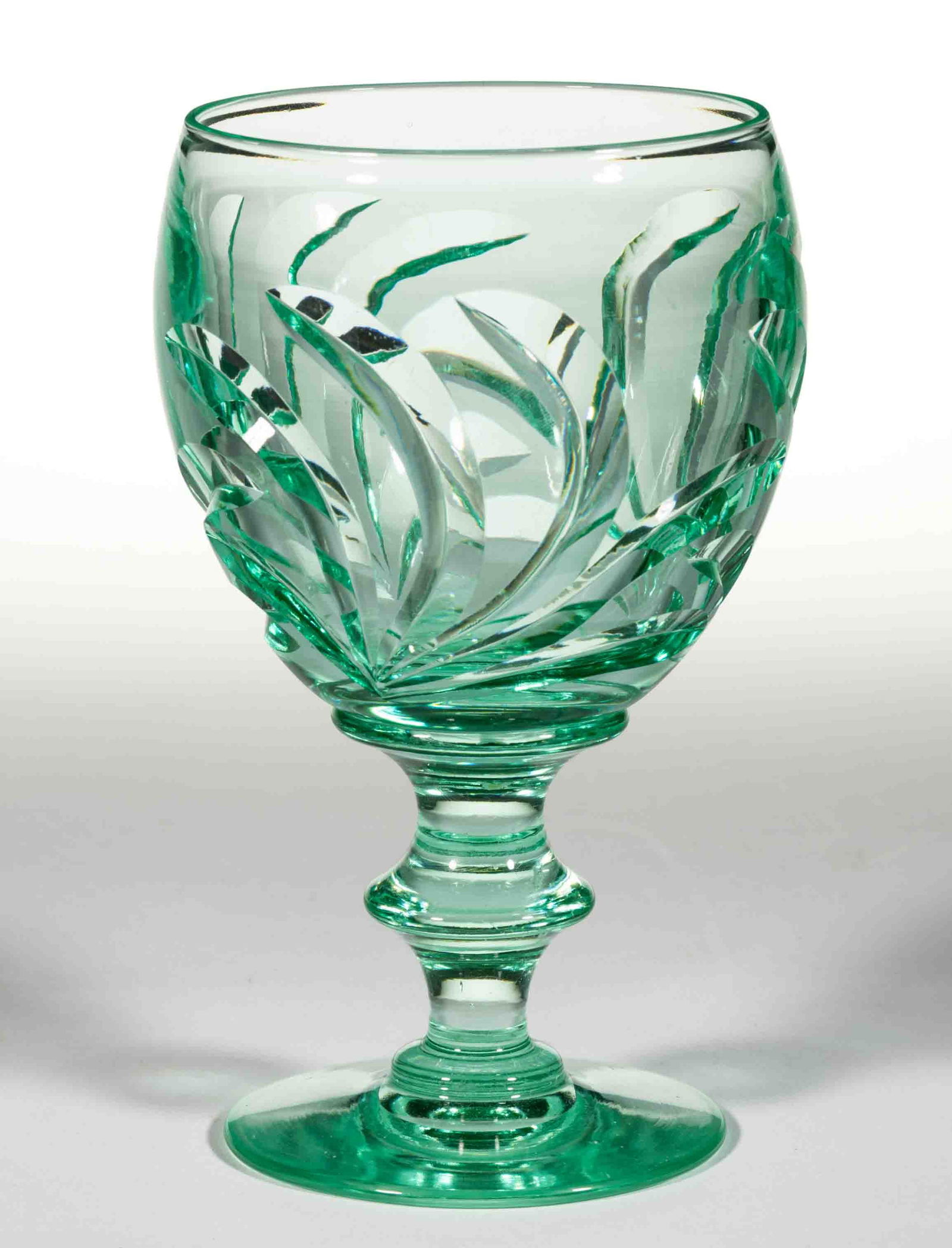 STEUBEN NO. 6936 / LEAVES CUT GLASS GOBLET (1 of 1)