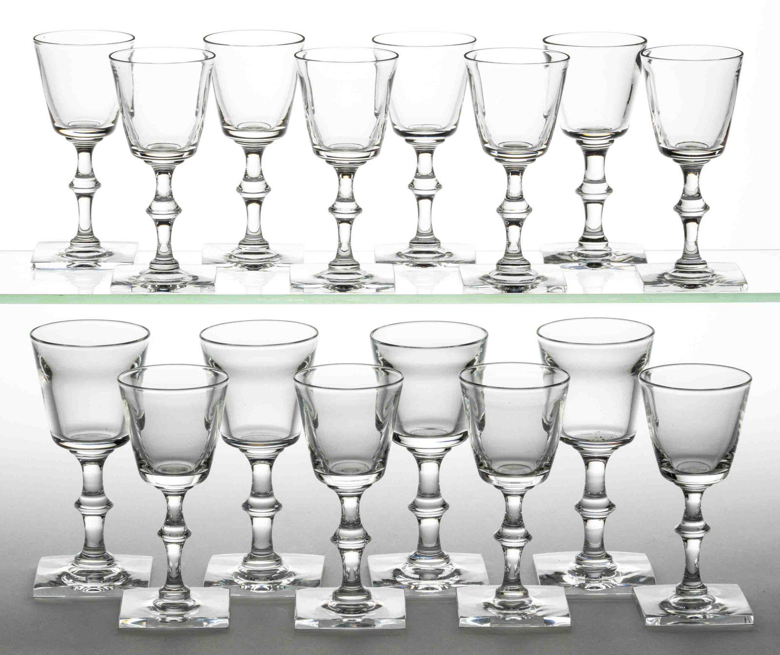 STEUBEN NO. 7846 CRYSTAL ART GLASS DRINKING ARTICLES, LOT OF 16 (1 of 1)