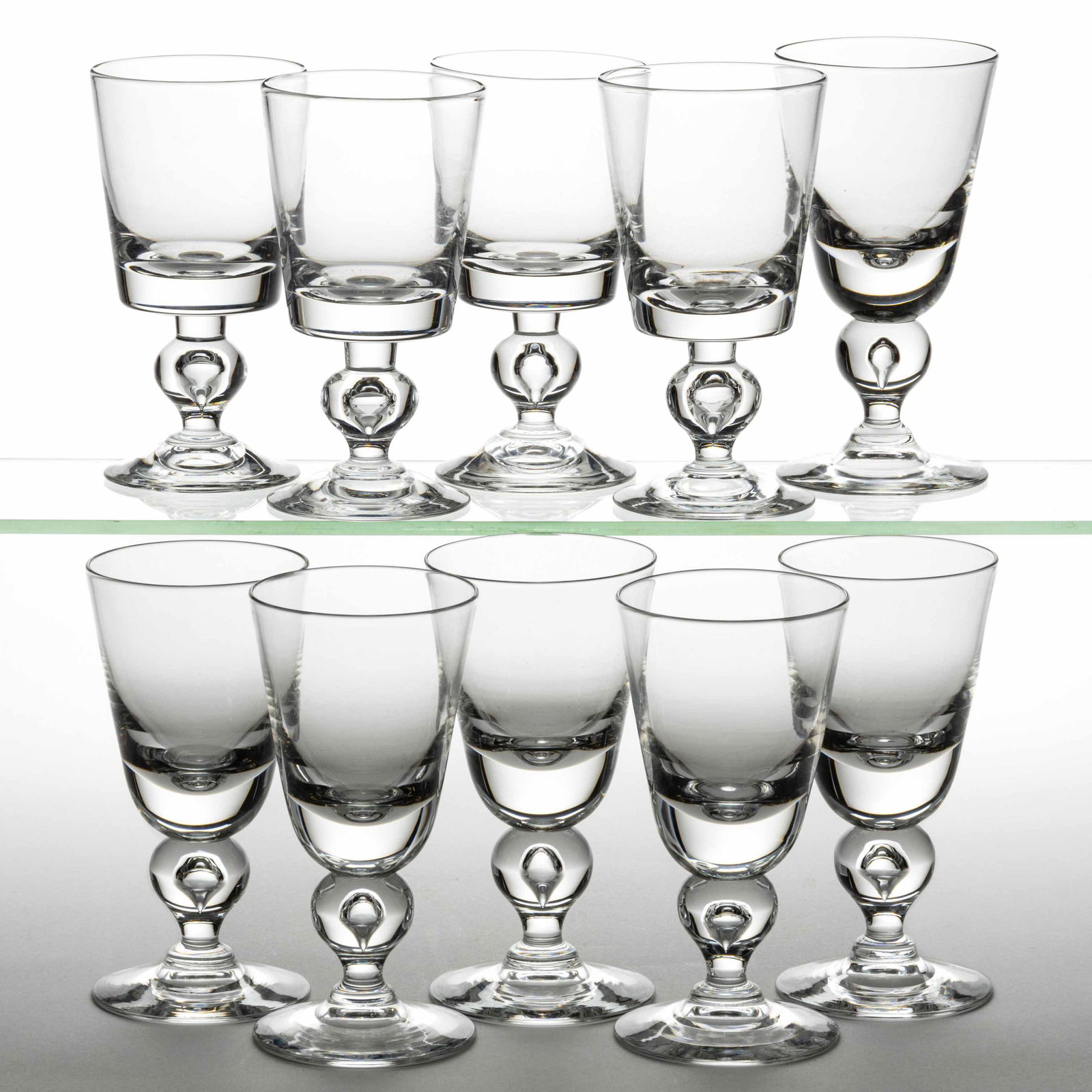 STEUBEN CRYSTAL ART GLASS GOBLETS, LOT OF TEN (1 of 1)