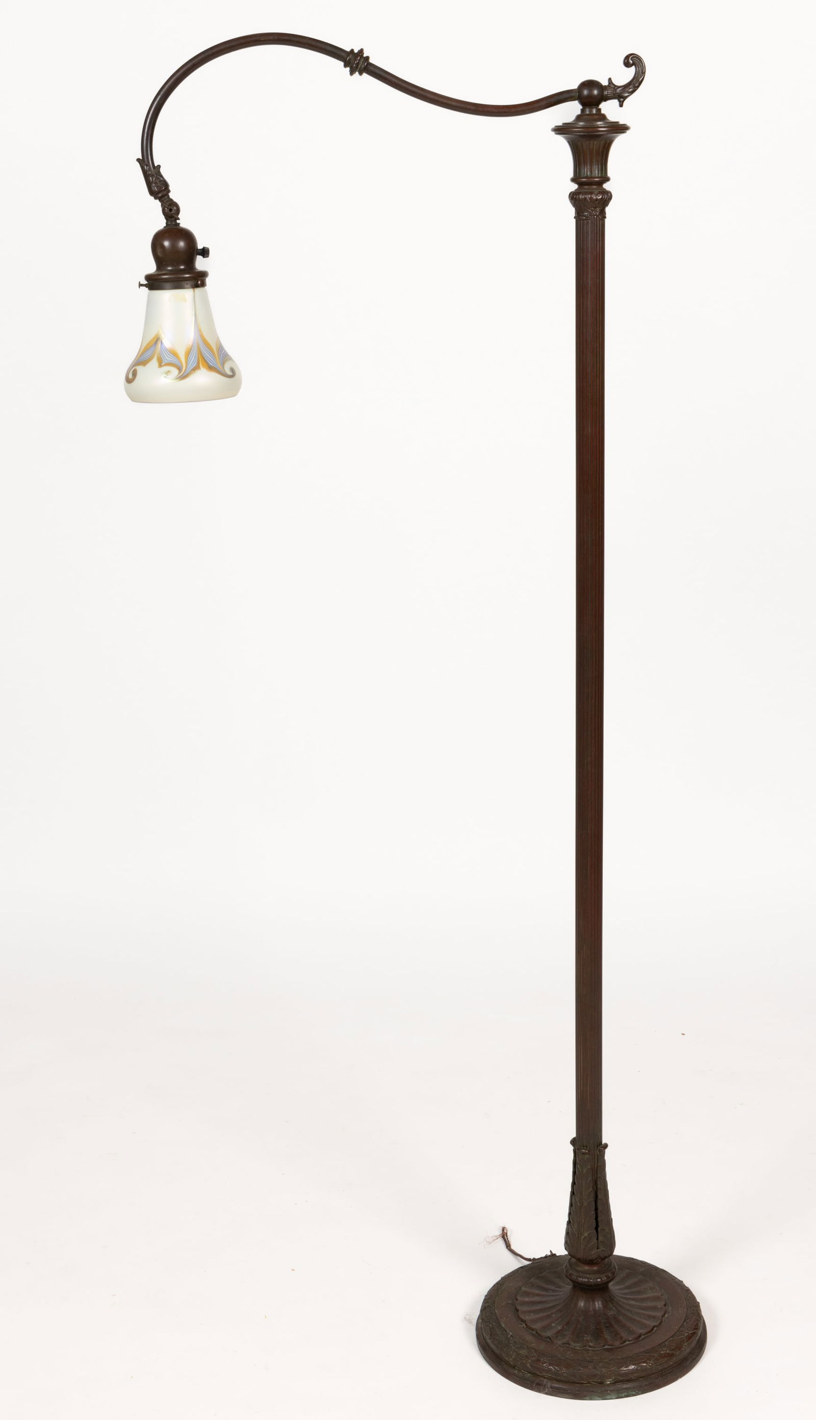 BRONZE COLUMNAR SINGLE-ARM ELECTRIC FLOOR LAMP (1 of 5)