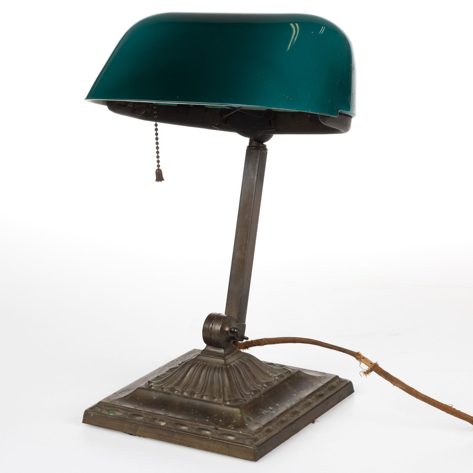 EMERALITE CASED GLASS AND BRASS DESK LAMP (1 of 2)