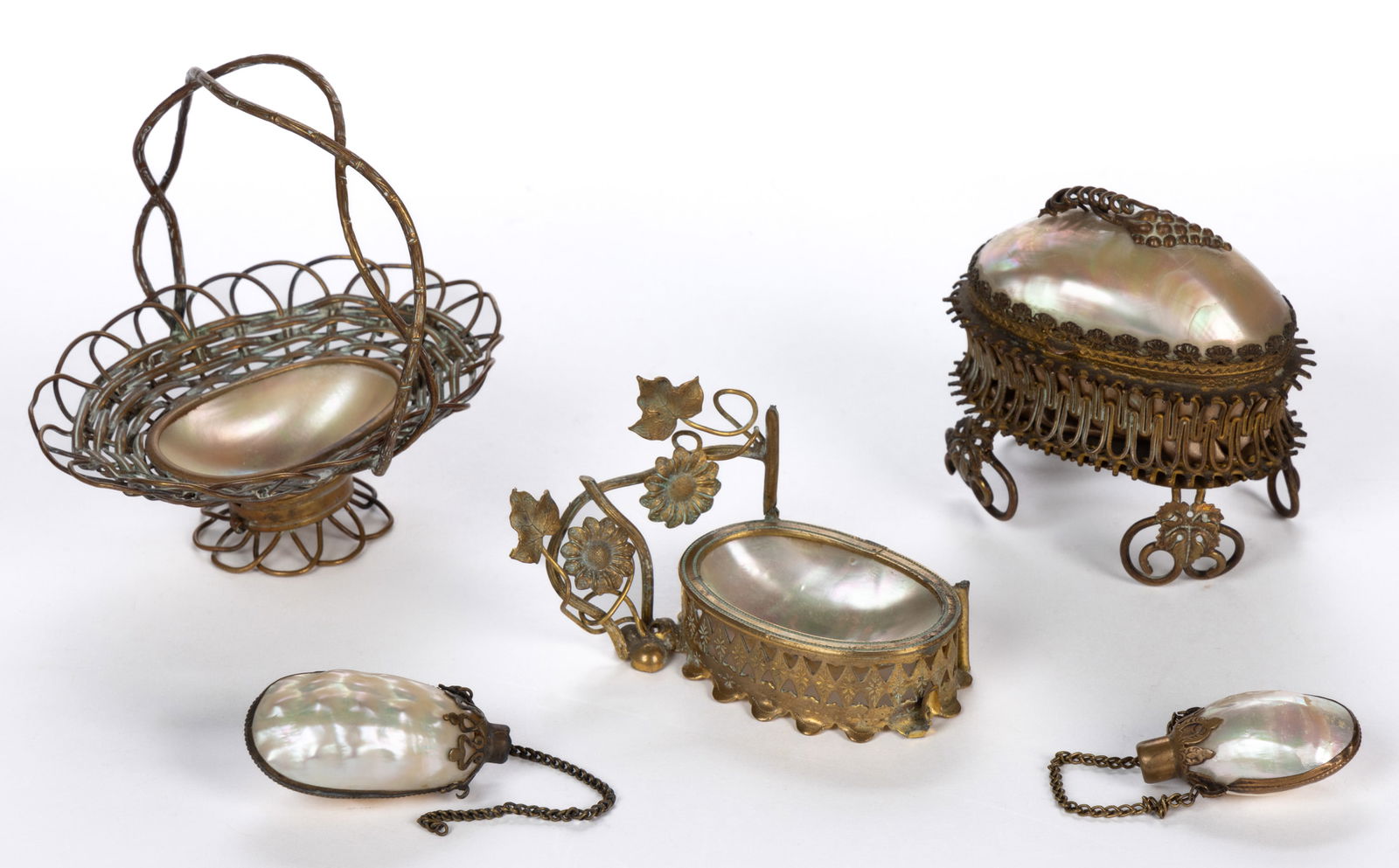 MOTHER-OF-PEARL NAUTILUS SHELL LADIES' ACCESSORIES, LOT OF FIVE (1 of 1)