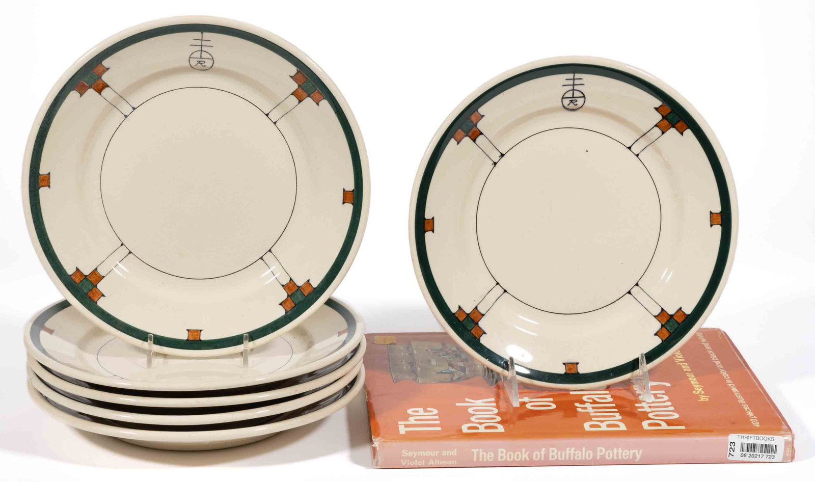 BUFFALO POTTERY ROYCROFT ARTS & CRAFTS CERAMIC PLATES, SET OF SIX (1 of 1)