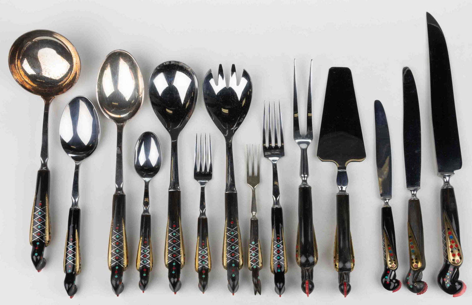 VINTAGE S. & A. HADDAD, LEBANON JEZZINE 55-PIECE CUTLERY / FLATWARE SERVICE (1 of 4)