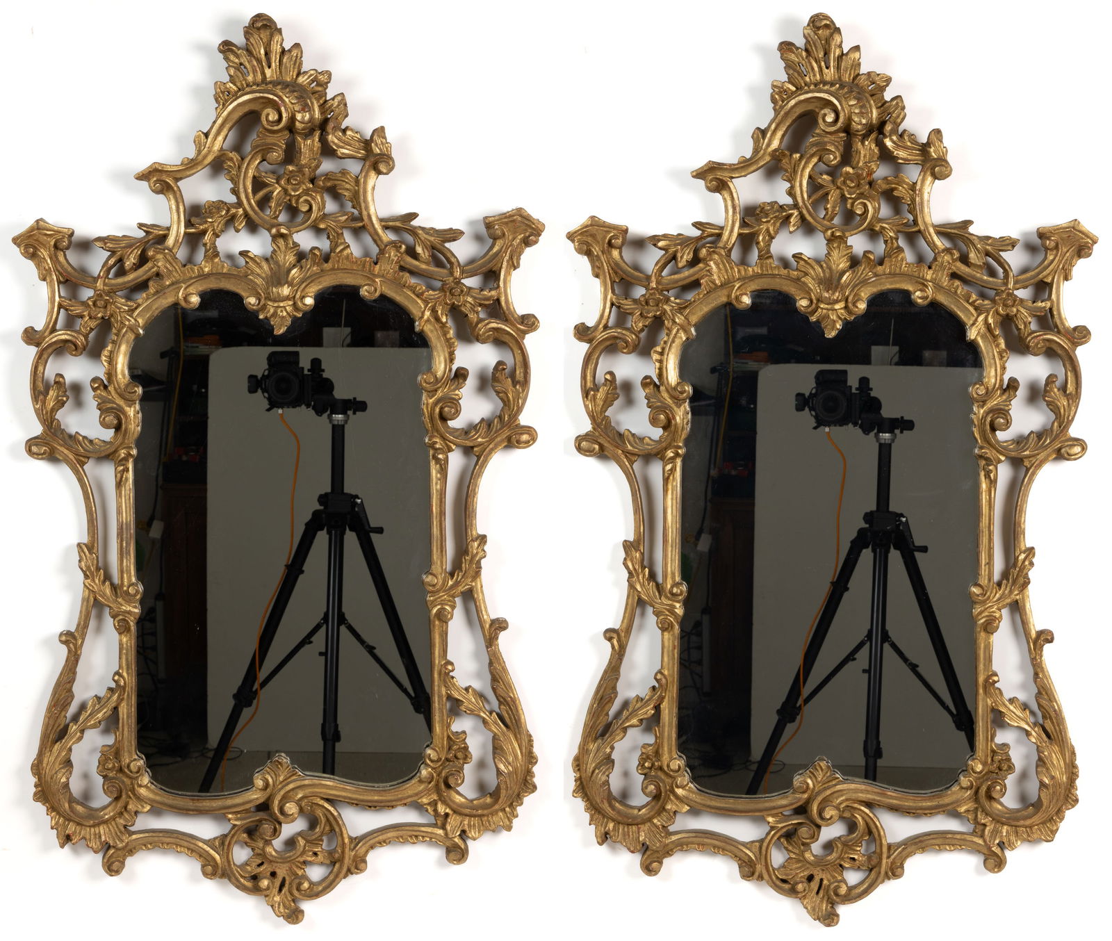 PAIR OF ITALIAN FRATELLI PAOLETTI CARVED AND GILT WALL MIRRORS (1 of 3)