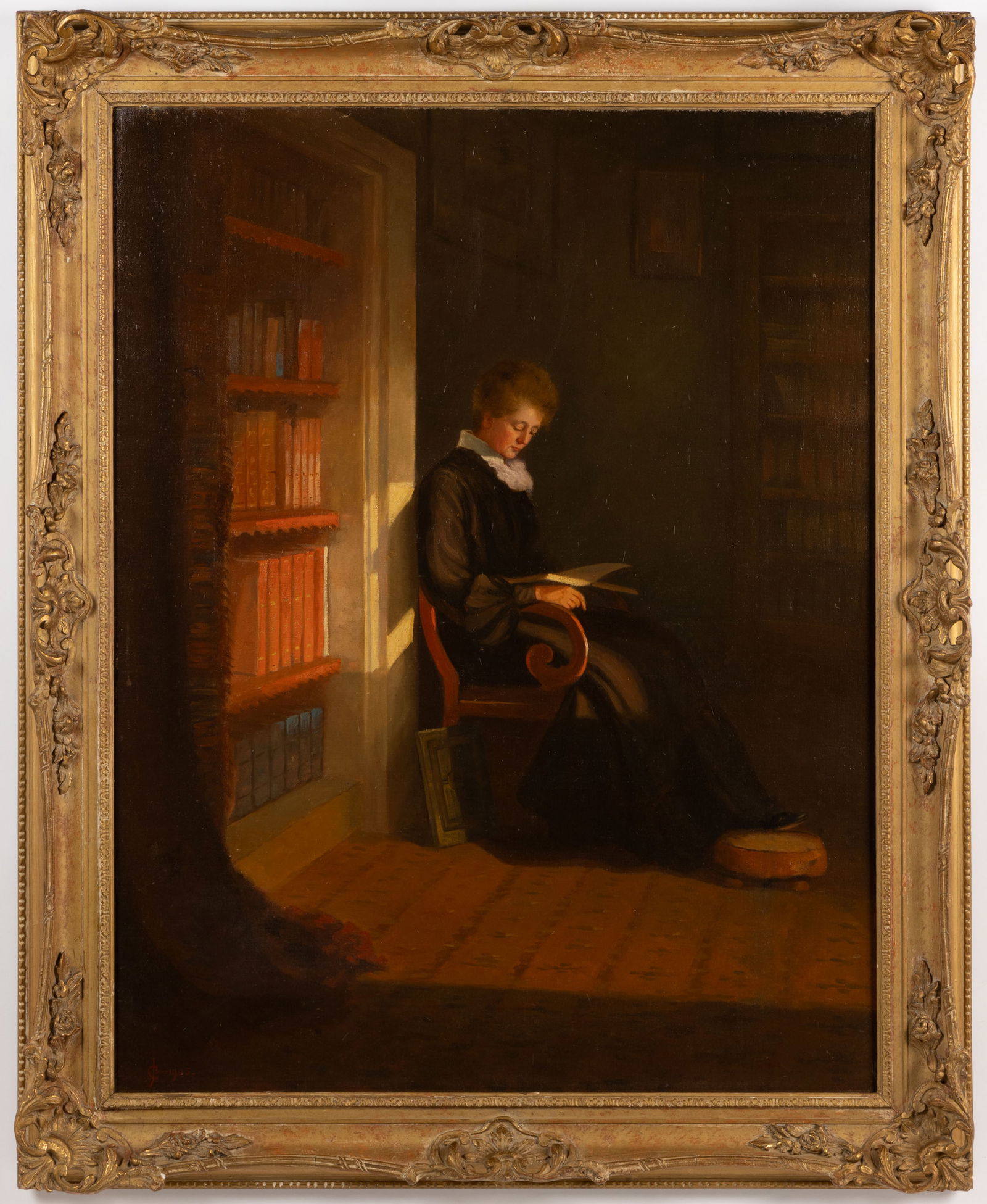 AMERICAN SCHOOL (20TH CENTURY) WOMAN READING PAINTING (1 of 6)