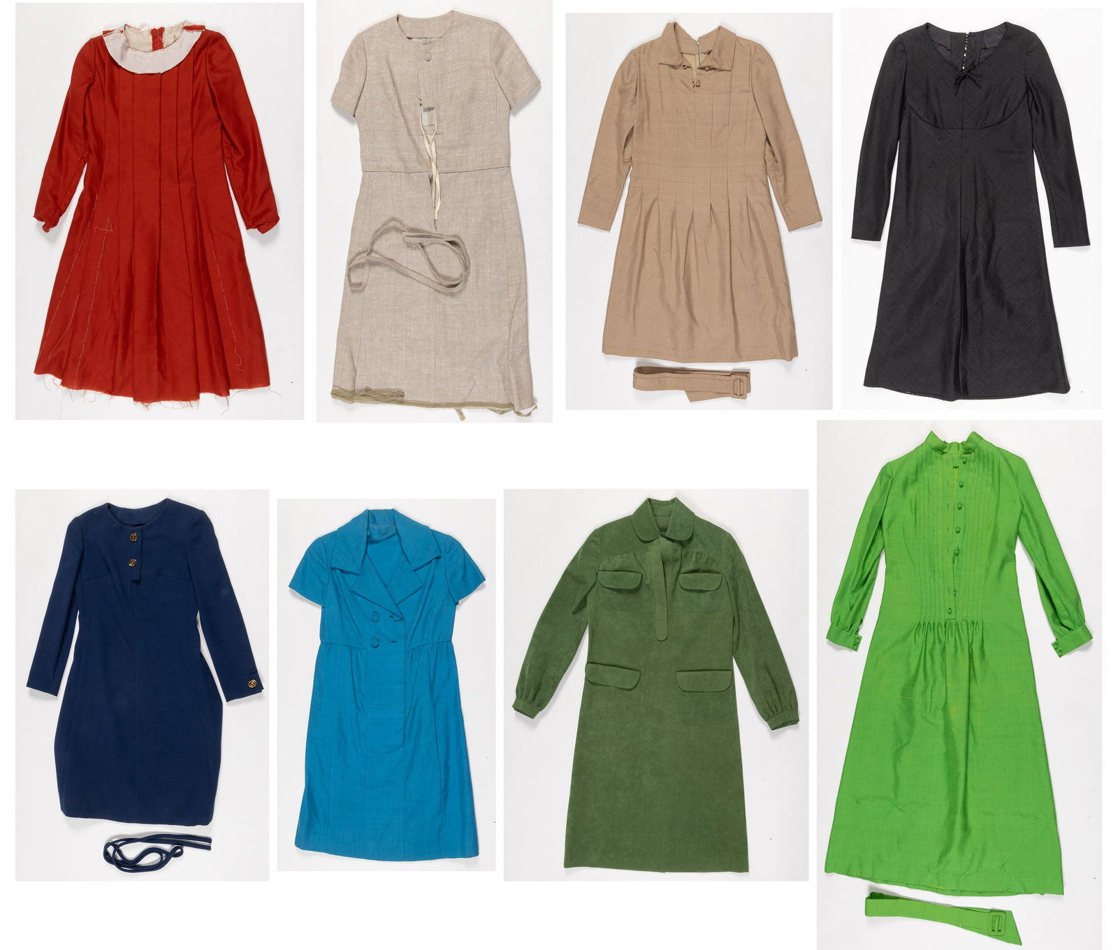 VINTAGE MID-CENTURY HOME-MADE LADY'S DRESSES, LOT OF EIGHT (1 of 9)