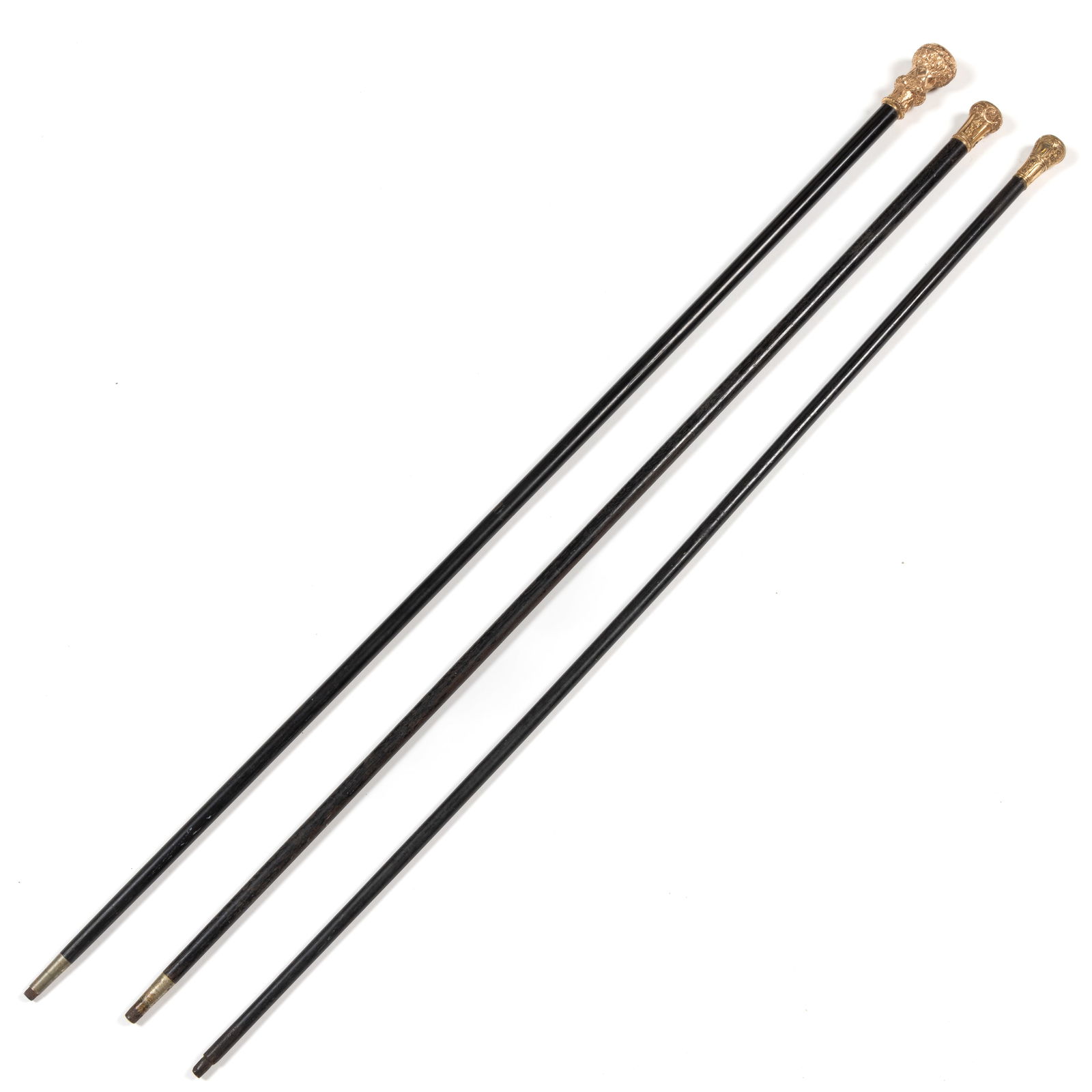 ASSORTED ANTIQUE GOLD-FILLED CANES / WALKING STICKS, LOT OF THREE (1 of 2)