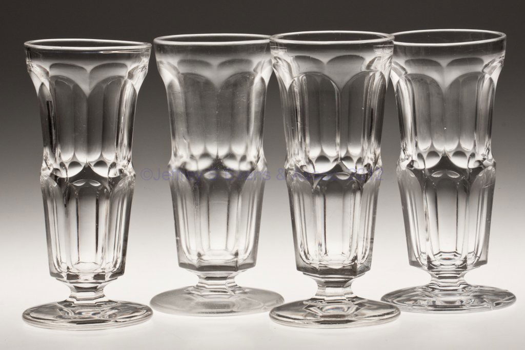 ASHBURTON SET OF FOUR LONG TOM ALES: ASHBURTON SET OF FOUR LONG TOM ALES, colorless lead glass, tapered form, round foot. Third quarter 19th century. 6 1/4" H, 3" D rim.Provenance: From a Pennsylvania collection.Literature: Parallels The