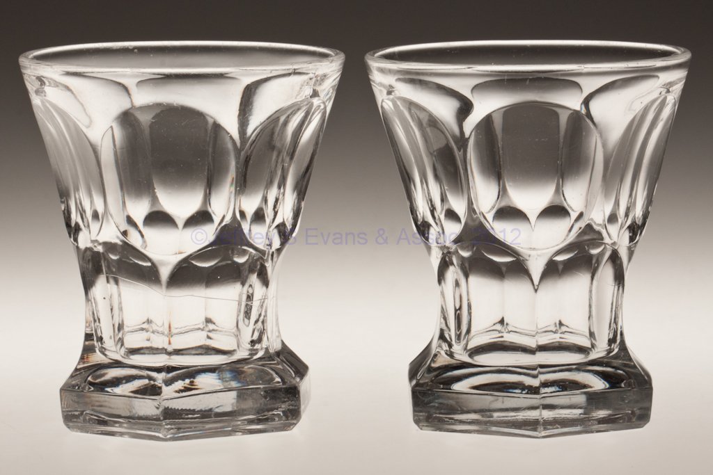 ASHBURTON PAIR OF SHIP'S TUMBLERS: ASHBURTON PAIR OF SHIP'S TUMBLERS, colorless lead glass, each with flared rim, hexagonal foot and polished table ring. Third quarter 19th century. 4 1/4" H, 3 5/8" D rim, 3" DOA foot. Provenance: From