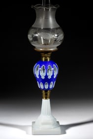 CUT DOUBLE OVERLAY MOORISH WINDOWS KEROSENE STAND LAMP