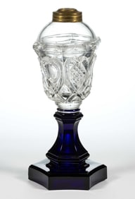 RARE PRESSED HEART KEROSENE / FLUID STAND LAMP