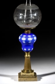 CUT OVERLAY GEOMETRICAL KEROSENE STAND LAMP