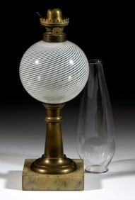 LATTICINIO STRIPE FONT KEROSENE STAND LAMP