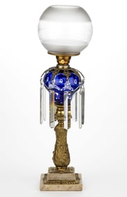 WASHINGTON CUT OVERLAY PATTERN KEROSENE / FLUID STAND LAMP