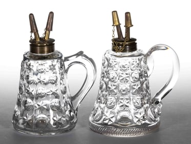 EARLY MOON AND STAR KEROSENE FINGER LAMPS, LOT OF TWO