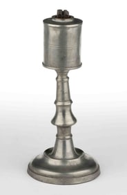 ROSWELL GLEASON PEWTER WHALE OIL STAND LAMP