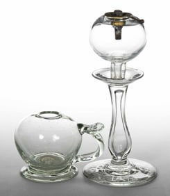 ASSORTED BLOWN WHALE OIL LAMPS, LOT OF TWO