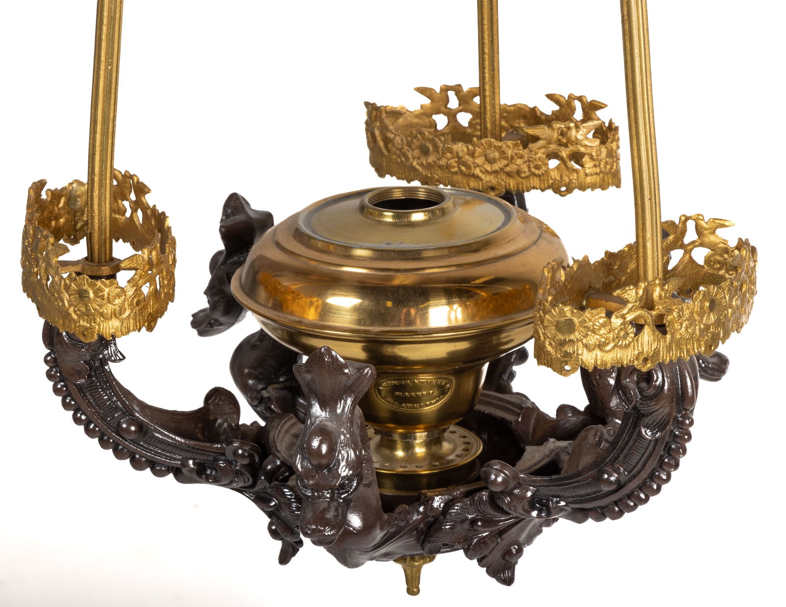 ARCHER & WARNER CAST-METAL FIGURAL SOLAR HANGING LAMP (1 of 4)