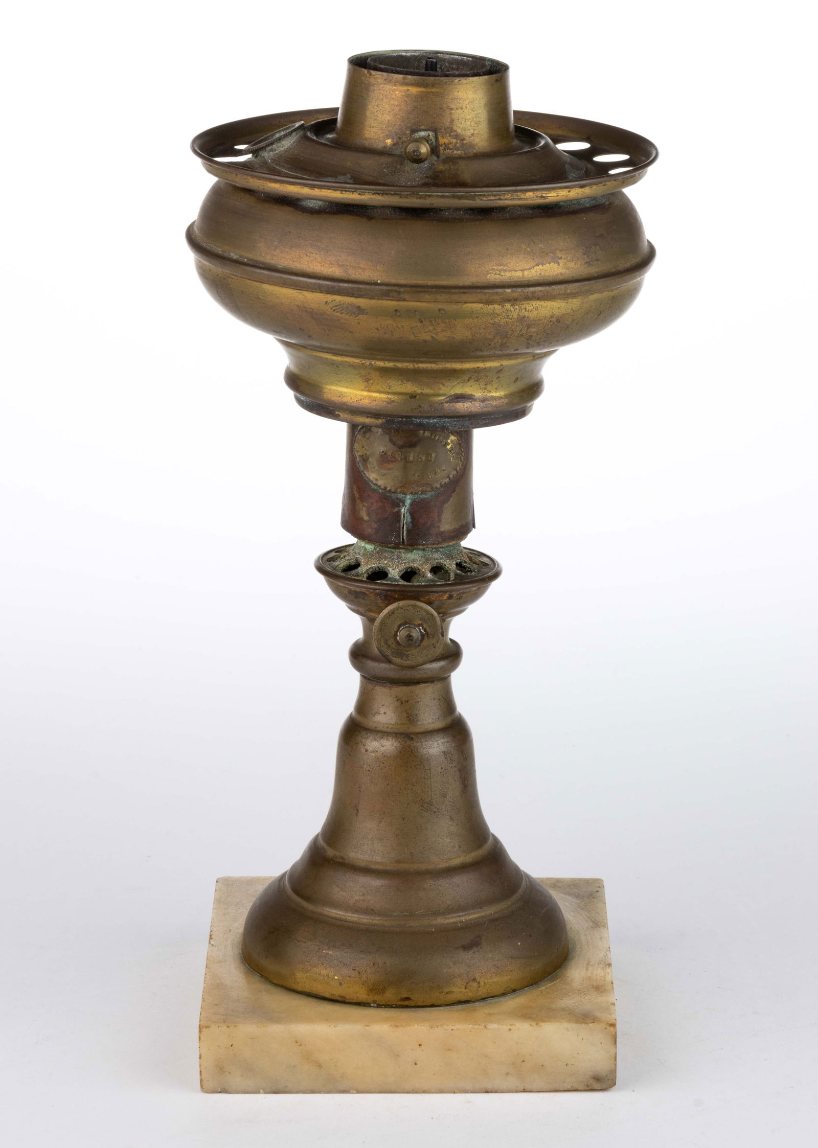 ISAAC VAN BUNSCHOTEN PATENTED BRASS ASTRAL ROSIN OIL LAMP (1 of 1)