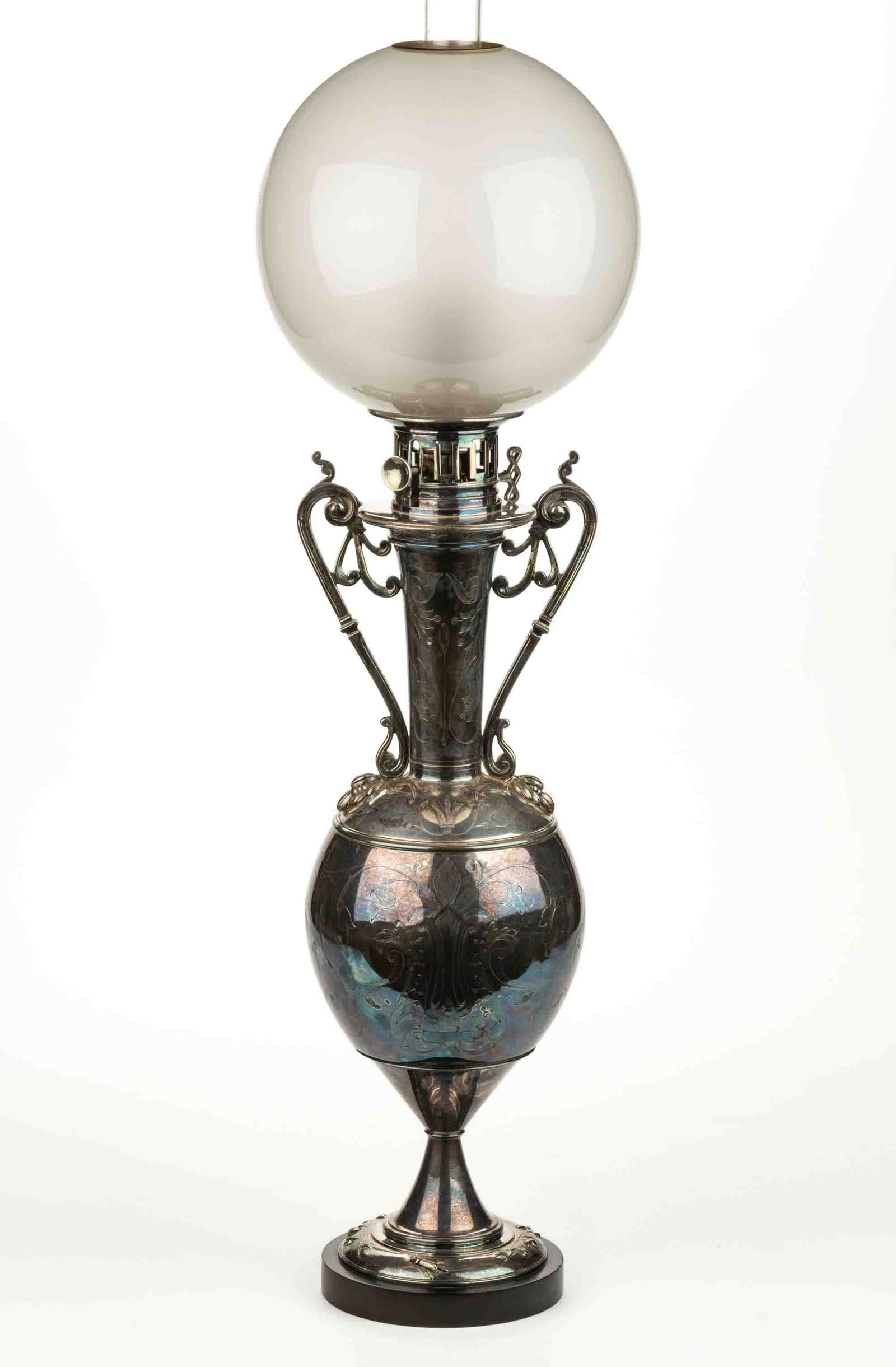 FRENCH JOSEPH SCHLOSSMACHER SILVER - PLATE MODERATOR TABLE LAMP (1 of 4)
