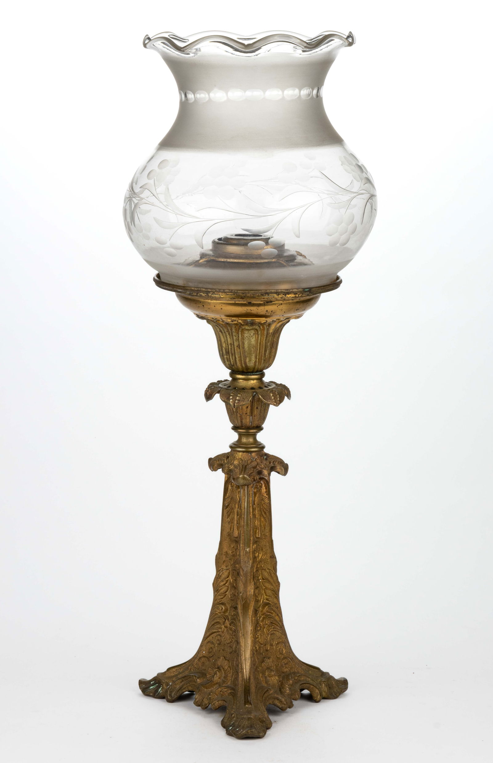 CORNELIUS AND BAKER / W. F. SHAW BRASS SOLAR STAND LAMP (1 of 4)