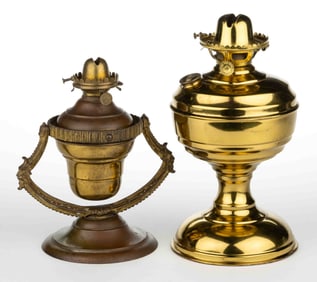 ASSORTED BRASS KEROSENE LAMPS, LOT OF TWO