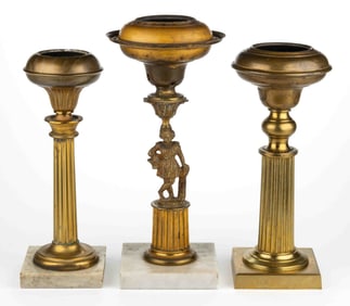 ASSORTED BRASS SOLAR STAND LAMPS, LOT OF THREE