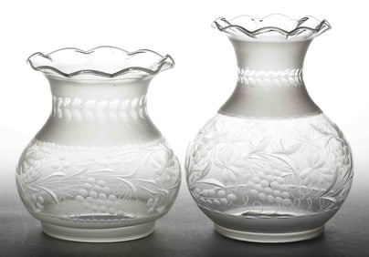 ASSORTED CUT AND ENGRAVED PATTERNED OREGON LAMP SHADES, LOT OF TWO