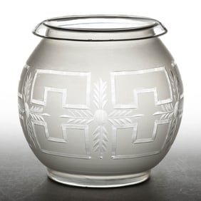 FREE-BLOWN CUT AND ENGRAVED ASTRAL / SOLAR LAMP SHADE