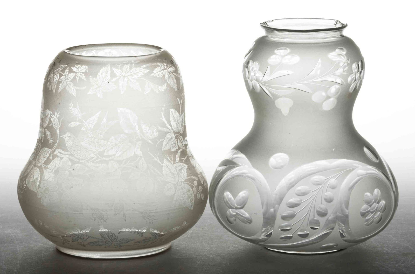 ASSORTED ENGRAVED AND ETCHED ASTRAL / SOLAR LAMP SHADES, LOT OF TWO (1 of 1)