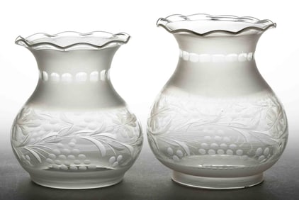 ASSORTED CUT AND ENGRAVED PATTERNED OREGON LAMP SHADES, LOT OF TWO