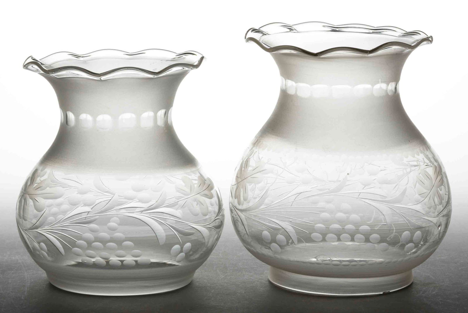 ASSORTED CUT AND ENGRAVED PATTERNED OREGON LAMP SHADES, LOT OF TWO (1 of 1)