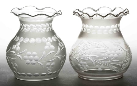 ASSORTED CUT AND ENGRAVED PATTERNED OREGON LAMP SHADES, LOT OF TWO