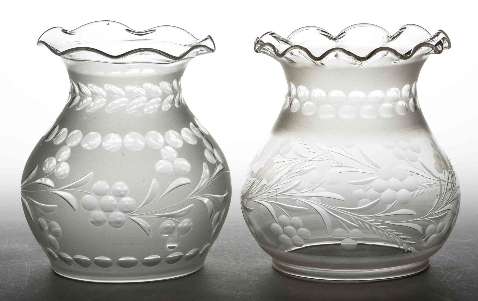 ASSORTED CUT AND ENGRAVED PATTERNED OREGON LAMP SHADES, LOT OF TWO (1 of 1)