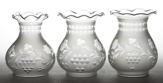ASSORTED CUT AND ENGRAVED PATTERNED OREGON LAMP SHADES, LOT OF THREE