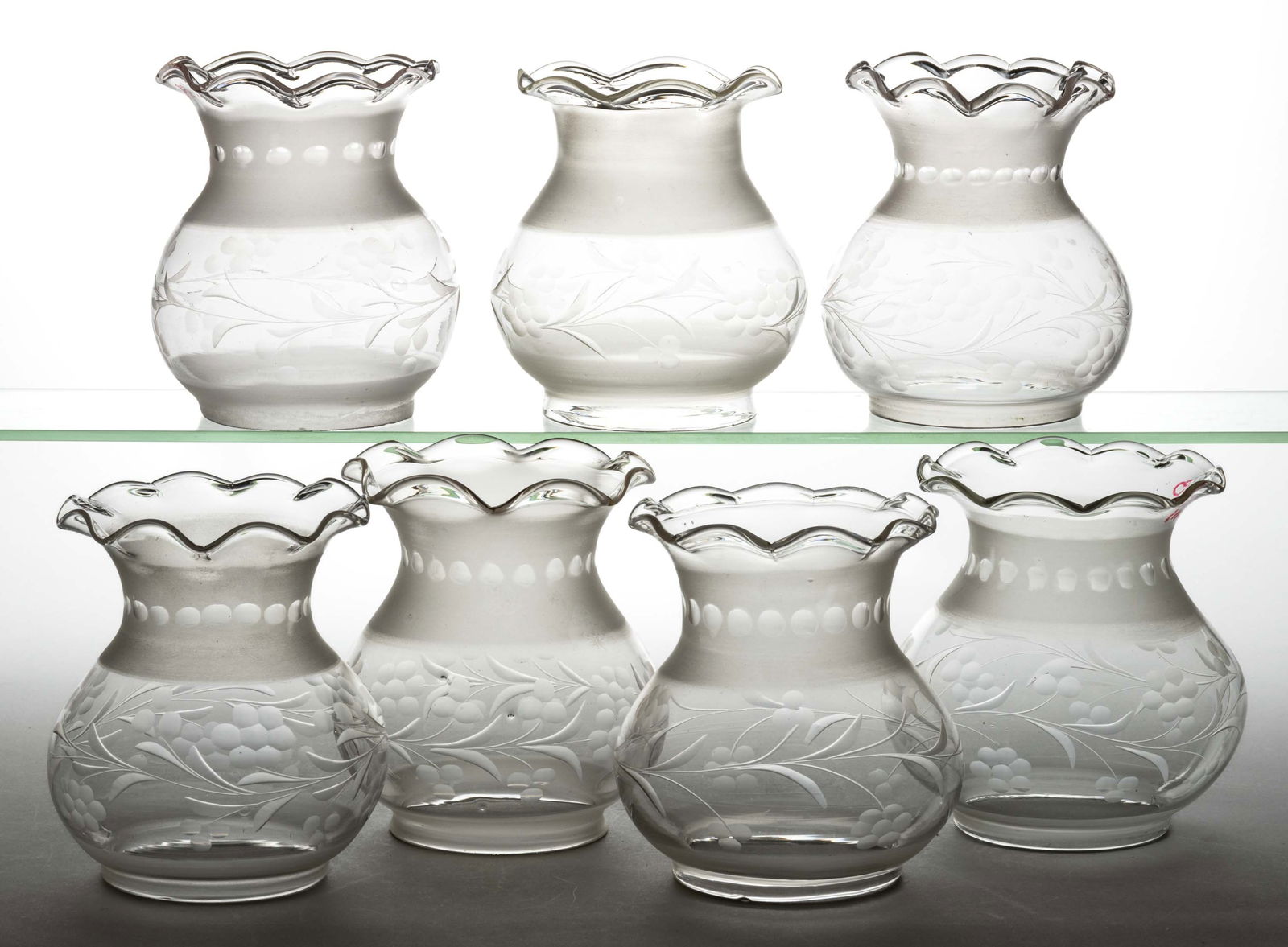 ASSORTED CUT AND ENGRAVED PATTERNED OREGON LAMP SHADES, LOT OF SEVEN (1 of 1)