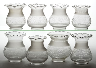 ASSORTED CUT AND ENGRAVED PATTERNED LAMP SHADES, LOT OF EIGHT