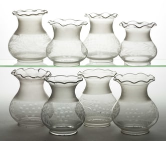 ASSORTED CUT AND ENGRAVED OREGON LAMP SHADES, LOT OF EIGHT